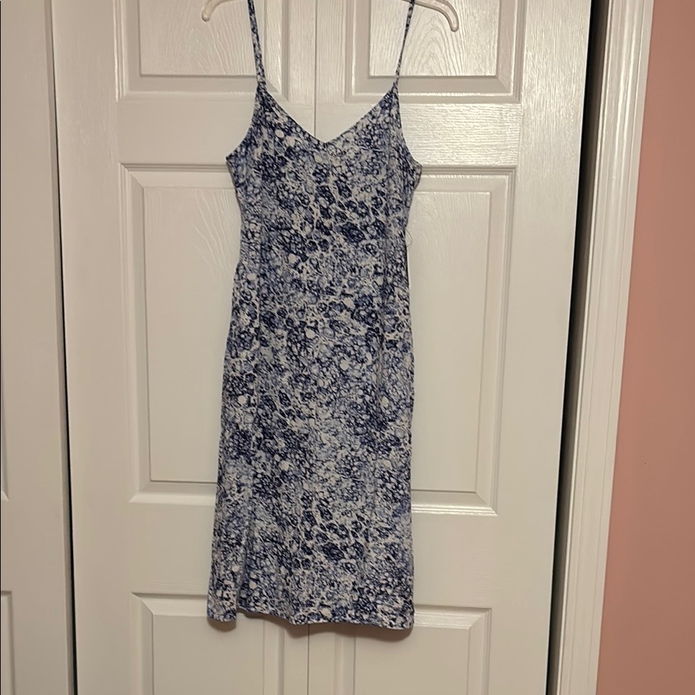 Express Blue and White Patterned Dress